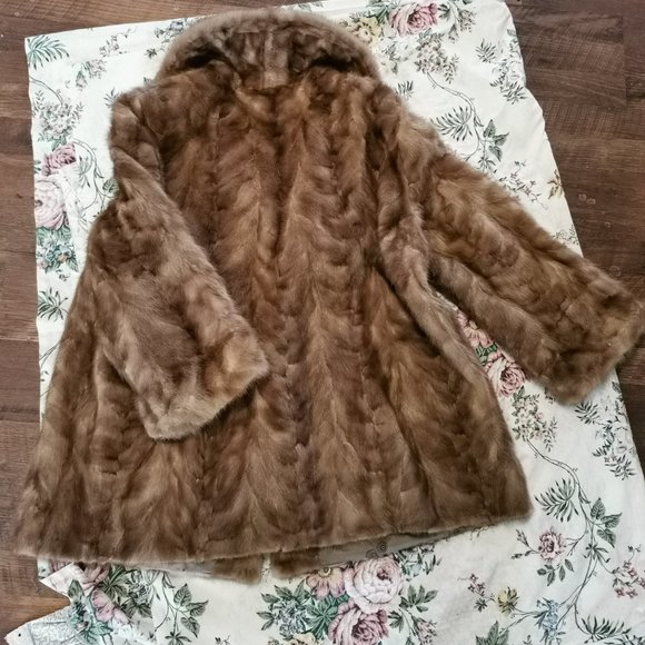 REAL MINK COAT JACKET LUXURY FUR HONEY BEAUTIFUL LOOK SIZE L/XL - Picture 7 of 8